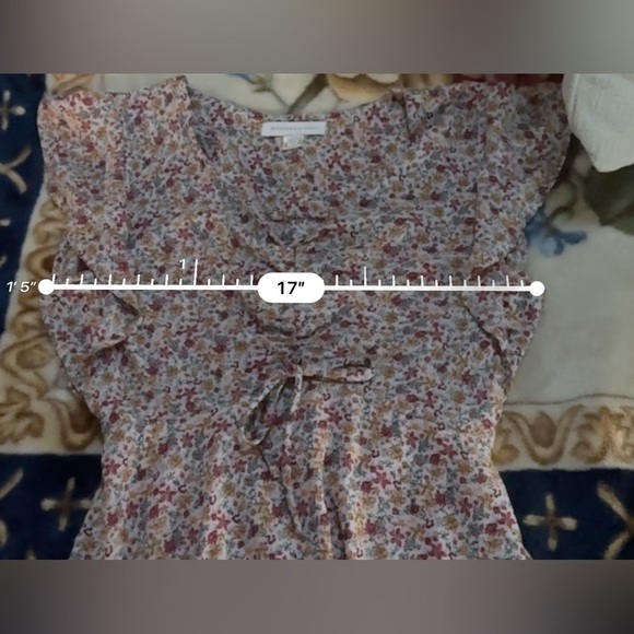 Monteau Los Angeles Floral Ruched Shortsleeve Ruffled Flowy Multicolored Size M - Picture 11 of 12